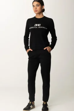 Elisabetta Franchi Pantaloni Jogger In ViscosaNERO/BURRO