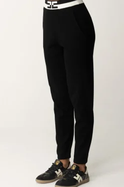 Elisabetta Franchi Pantaloni Jogger In ViscosaNERO/BURRO