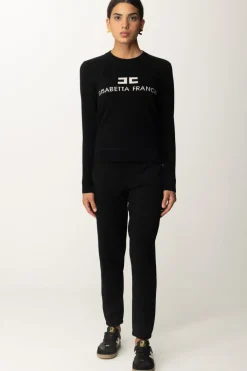 Elisabetta Franchi Pantaloni Jogger In ViscosaNERO/BURRO