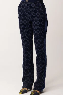 Elisabetta Franchi Pantaloni con Stampa Flock e CinturaNAVY