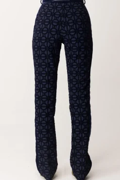 Elisabetta Franchi Pantaloni con Stampa Flock e CinturaNAVY