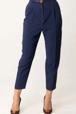 Elisabetta Franchi Pantalone Alla Caviglia con CinturaNAVY