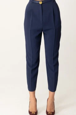 Elisabetta Franchi Pantalone Alla Caviglia con CinturaNAVY