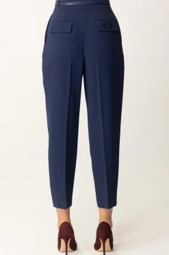 Elisabetta Franchi Pantalone Alla Caviglia con CinturaNAVY