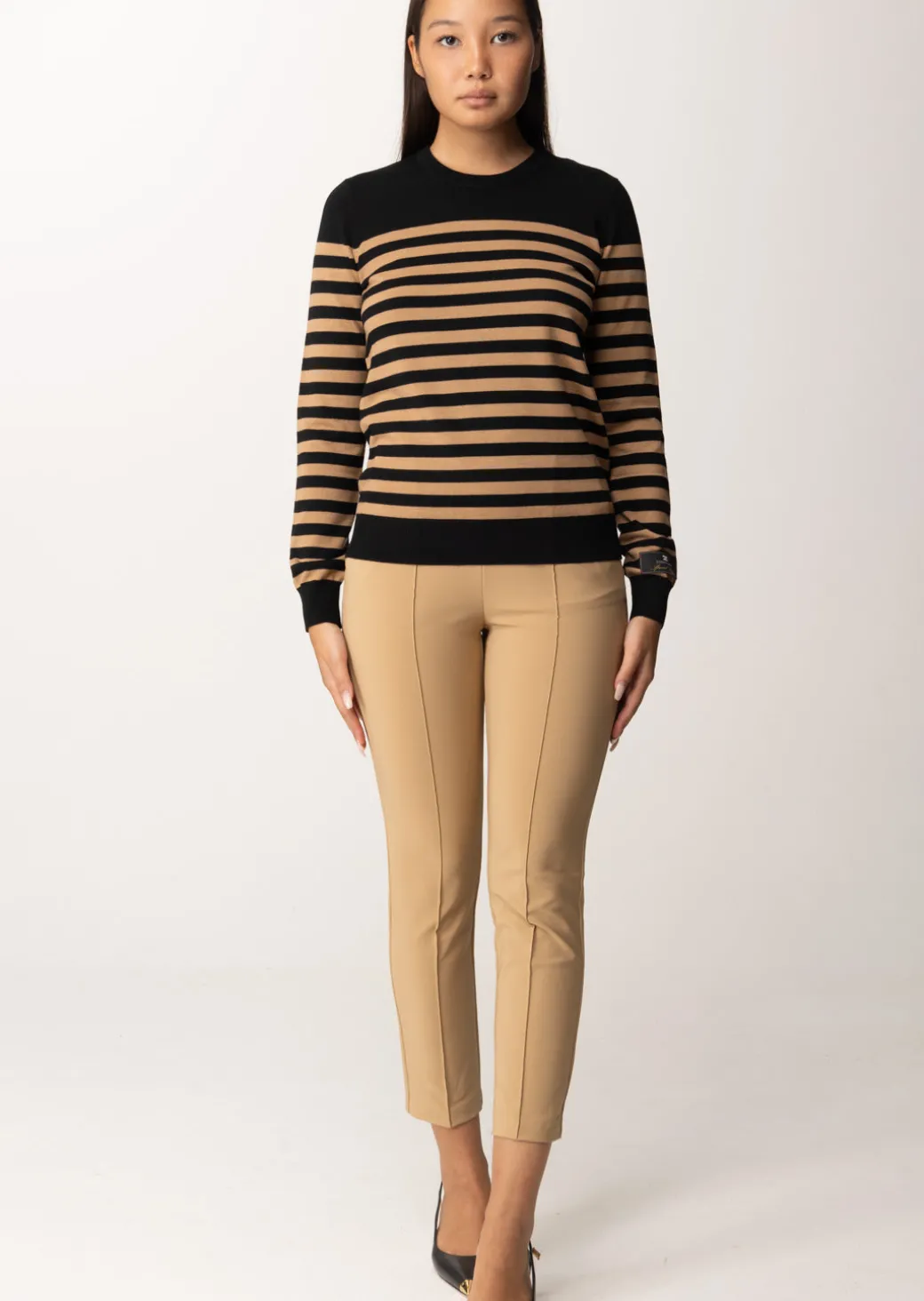 Elisabetta Franchi Pantaloni Dritti In Tessuto TecnicoCAMEL