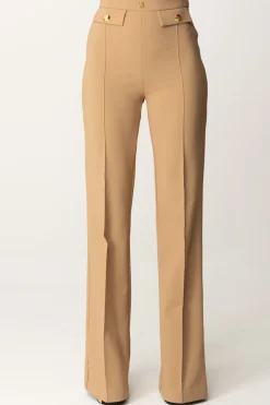 Elisabetta Franchi Pantaloni Stretch con Logo In VitaCAMEL