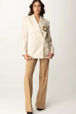 Elisabetta Franchi Pantaloni Stretch con Logo In VitaCAMEL