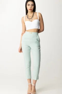 Elisabetta Franchi Pantaloni con Logo In Vita e SpacchettiACQUA