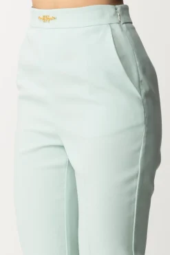 Elisabetta Franchi Pantaloni con Logo In Vita e SpacchettiACQUA