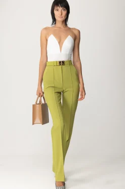 Elisabetta Franchi Pantaloni con Cintura LogataOLIVE OIL