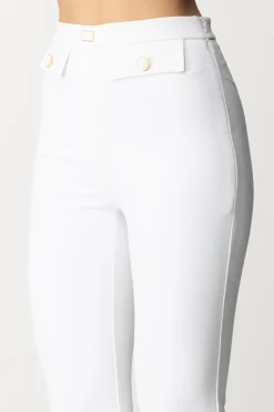 Elisabetta Franchi Pantaloni In Crepe Stretch con PatteAVORIO