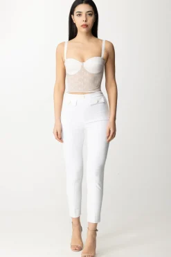 Elisabetta Franchi Pantaloni In Crepe Stretch con PatteAVORIO