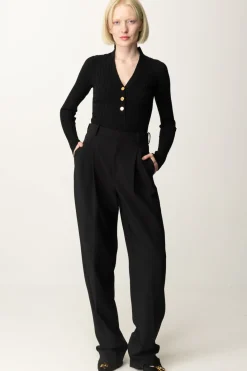 Elisabetta Franchi Pantaloni Classici con Doppia PincesNERO