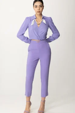 Elisabetta Franchi Pantaloni con Logo In Vita e SpacchettiIRIS