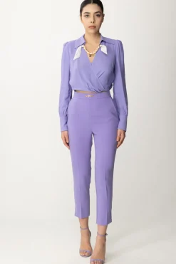 Elisabetta Franchi Pantaloni con Logo In Vita e SpacchettiIRIS