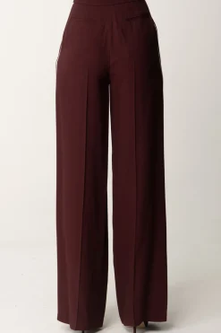 Elisabetta Franchi Pantaloni Palazzo In Satin con MorsettoROUGE NOIR/BURRO