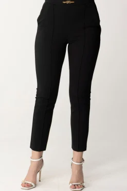 Elisabetta Franchi Pantaloni con Piping e Logo In VitaNERO