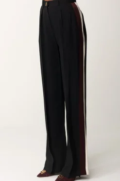 Elisabetta Franchi Pantalone Dritto In Crêpe Enver SatinNERO