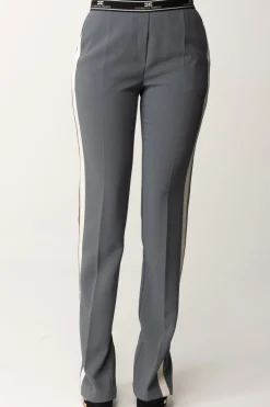 Elisabetta Franchi Pantaloni con Banda Logo e Spacchi Sul RetroSTEEL