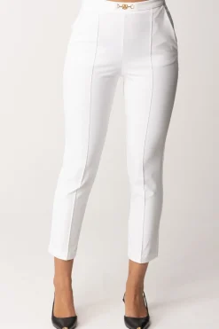 Elisabetta Franchi Pantaloni Dritti In Tessuto TecnicoAVORIO