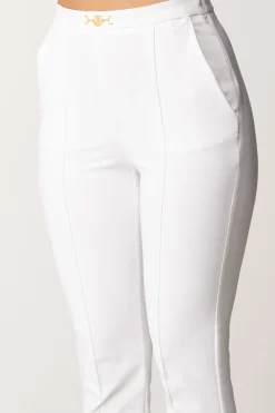 Elisabetta Franchi Pantaloni Dritti In Tessuto TecnicoAVORIO