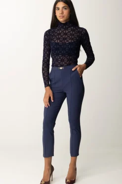 Elisabetta Franchi Pantaloni Dritti In Tessuto TecnicoNAVY