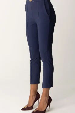 Elisabetta Franchi Pantaloni Dritti In Tessuto TecnicoNAVY