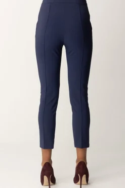 Elisabetta Franchi Pantaloni Dritti In Tessuto TecnicoNAVY