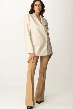 Elisabetta Franchi Pantaloni In Crepe Stretch con Morsetto In VitaCAMEL