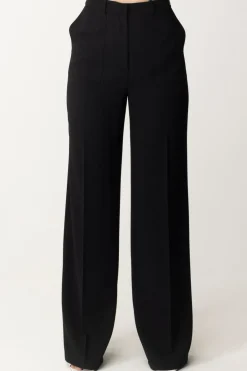 Elisabetta Franchi Pantaloni Gamba Dritta con PiegaNERO