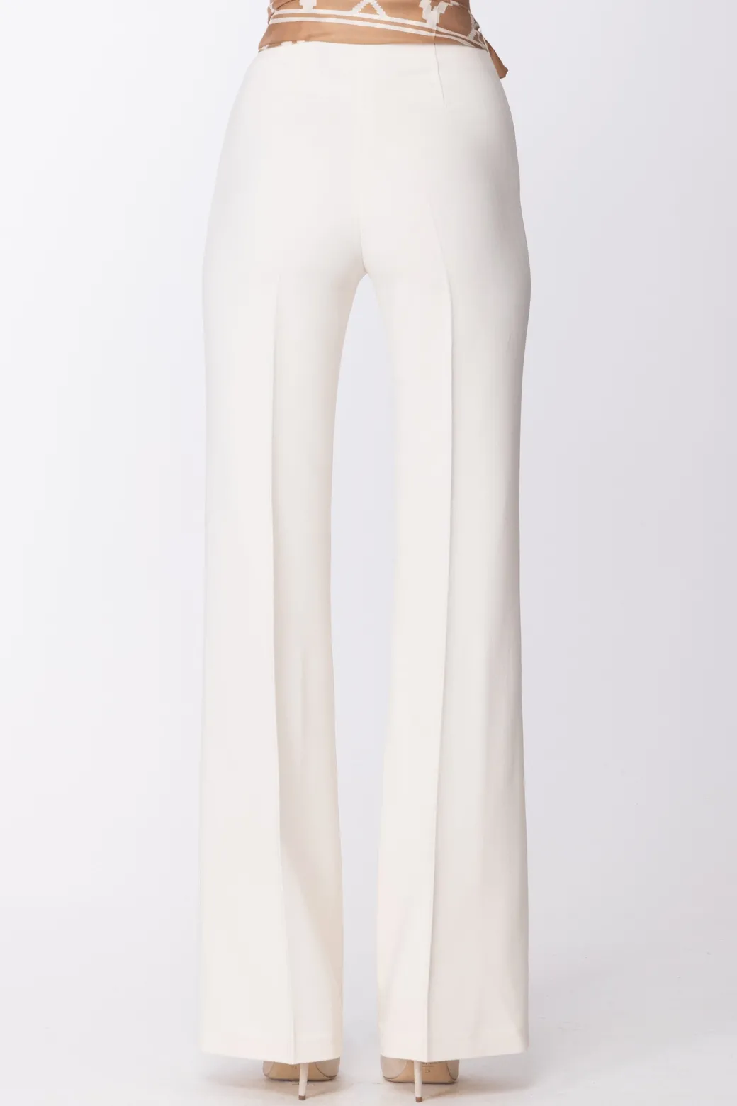 Elisabetta Franchi Pantalone a Zampa con Cintura FoulardBURRO