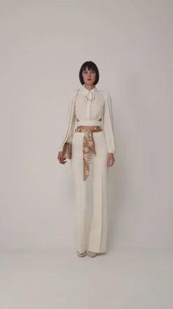 Elisabetta Franchi Pantalone a Zampa con Cintura FoulardBURRO