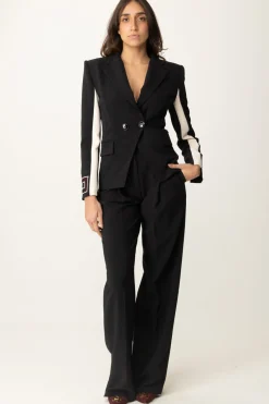 Elisabetta Franchi Pantalone Gamba Dritta con PincesNERO