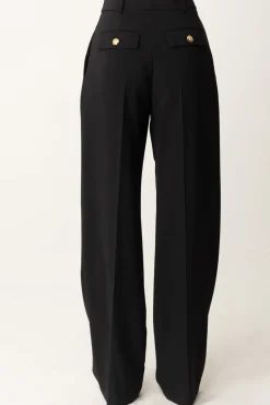 Elisabetta Franchi Pantalone Gamba Dritta con PincesNERO
