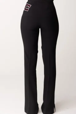 Elisabetta Franchi Pantaloni Svasati con Bande a ContrastoNERO/BURRO