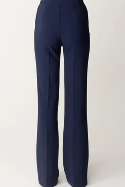 Elisabetta Franchi Pantaloni Flared con Logo In VitaNAVY
