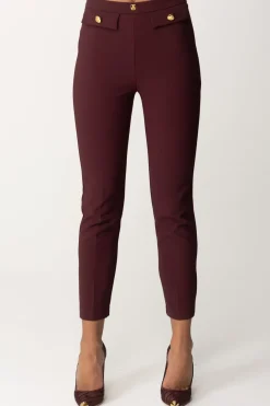 Elisabetta Franchi Pantaloni Dritti con Fascione con LogoROUGE NOIR