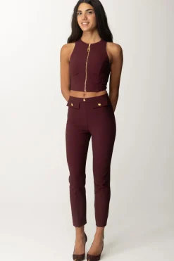 Elisabetta Franchi Pantaloni Dritti con Fascione con LogoROUGE NOIR