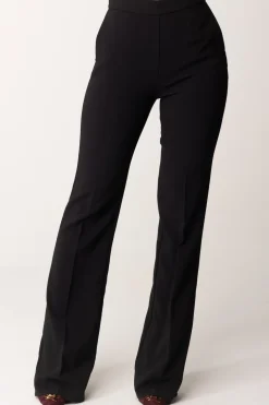 Elisabetta Franchi Pantaloni Flared con Logo In VitaNERO