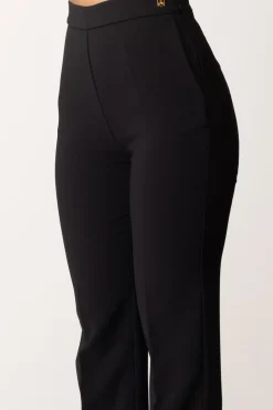 Elisabetta Franchi Pantaloni Flared con Logo In VitaNERO