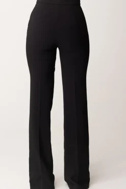 Elisabetta Franchi Pantaloni Flared con Logo In VitaNERO