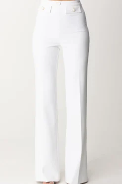 Elisabetta Franchi Pantaloni Svasati con Patte Logate In VitaAVORIO