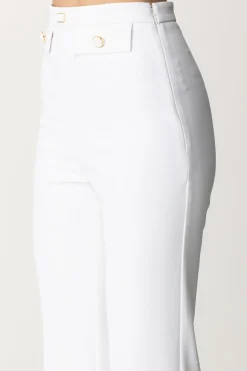 Elisabetta Franchi Pantaloni Svasati con Patte Logate In VitaAVORIO