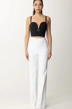 Elisabetta Franchi Pantaloni Svasati con Patte Logate In VitaAVORIO