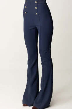 Elisabetta Franchi Pantaloni a Zampa con Fascione In RasoNAVY