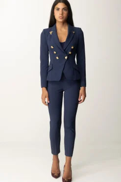Elisabetta Franchi Pantaloni Dritti con Fascione con LogoNAVY