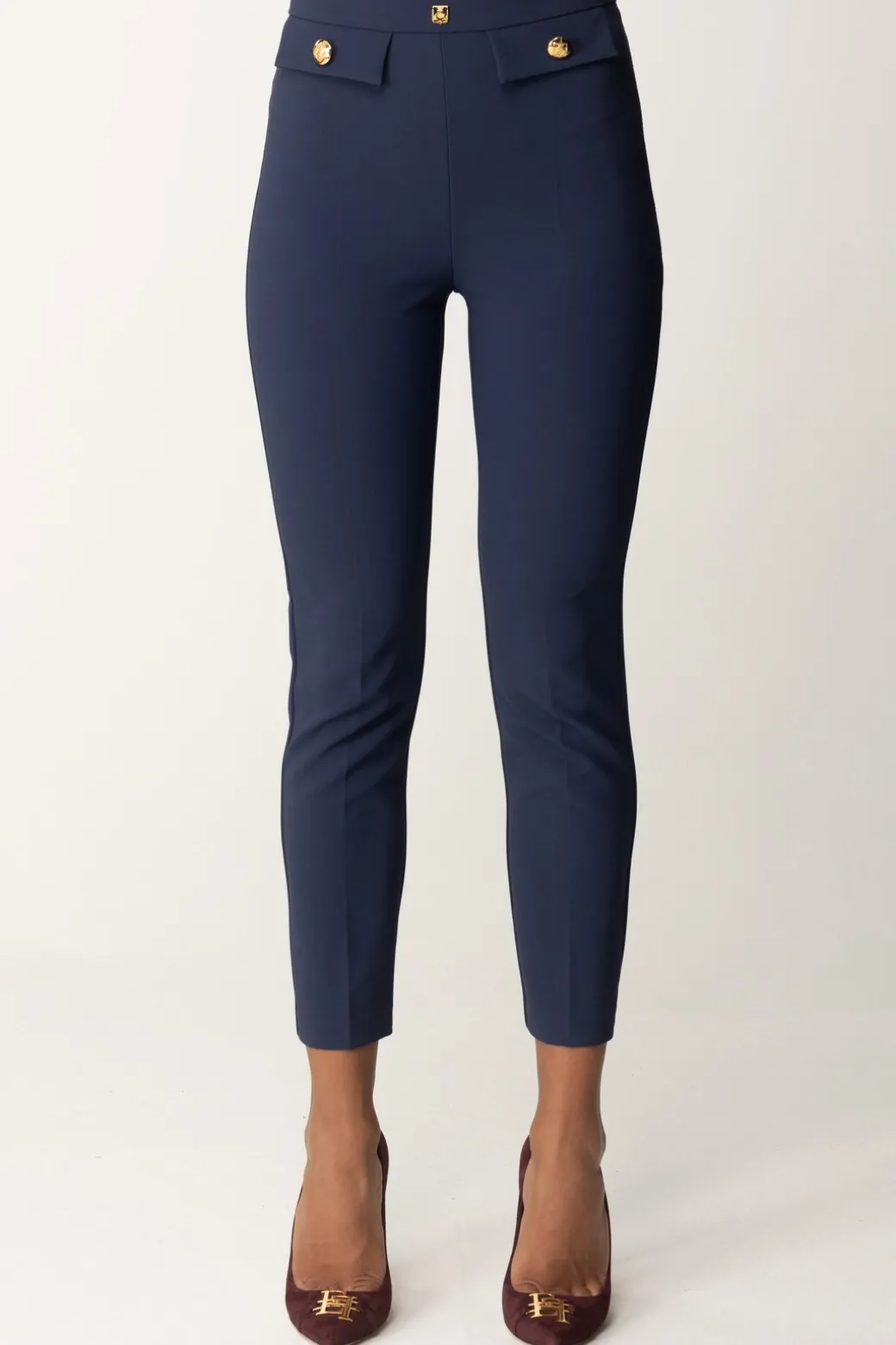 Elisabetta Franchi Pantaloni Dritti con Fascione con LogoNAVY