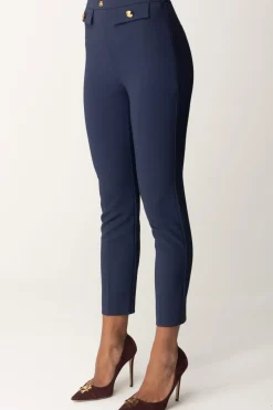 Elisabetta Franchi Pantaloni Dritti con Fascione con LogoNAVY