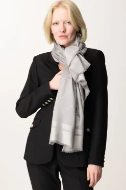 Elisabetta Franchi Pashmina Lurex con Stampa RigheSTEEL