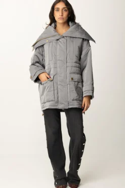 Elisabetta Franchi Piumino Stile Aviatore In Nylon SatinSTEEL